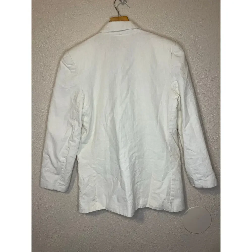 Brittany Sportswear Classic Linen Cotton Blended Cream One Button Blazer Size 6
